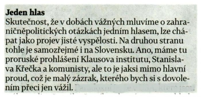 Macháček Respekt: jednotnou cestou vpřed! Kdo nejde s námi, jde proti nám. To je dialog? Není právě toto totalita? 